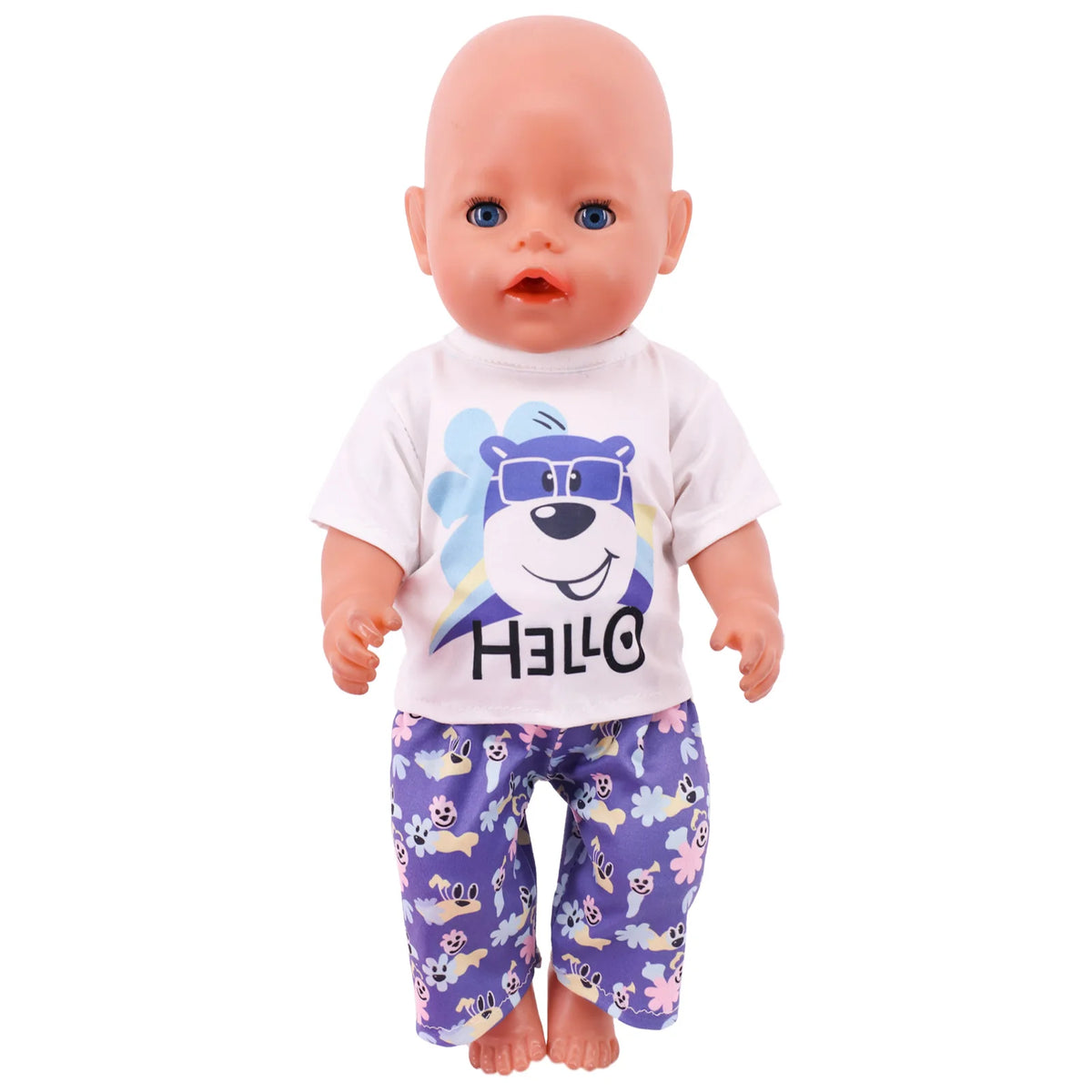 Bear Print Casual Outfit for 43 cm Baby Dolls