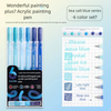 A set of six sea salt blue acrylic gel pens in various shades for painting and writing