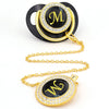 Crystal-Embellished Silicone Pacifier with Matching Clip (26 Letter Options)