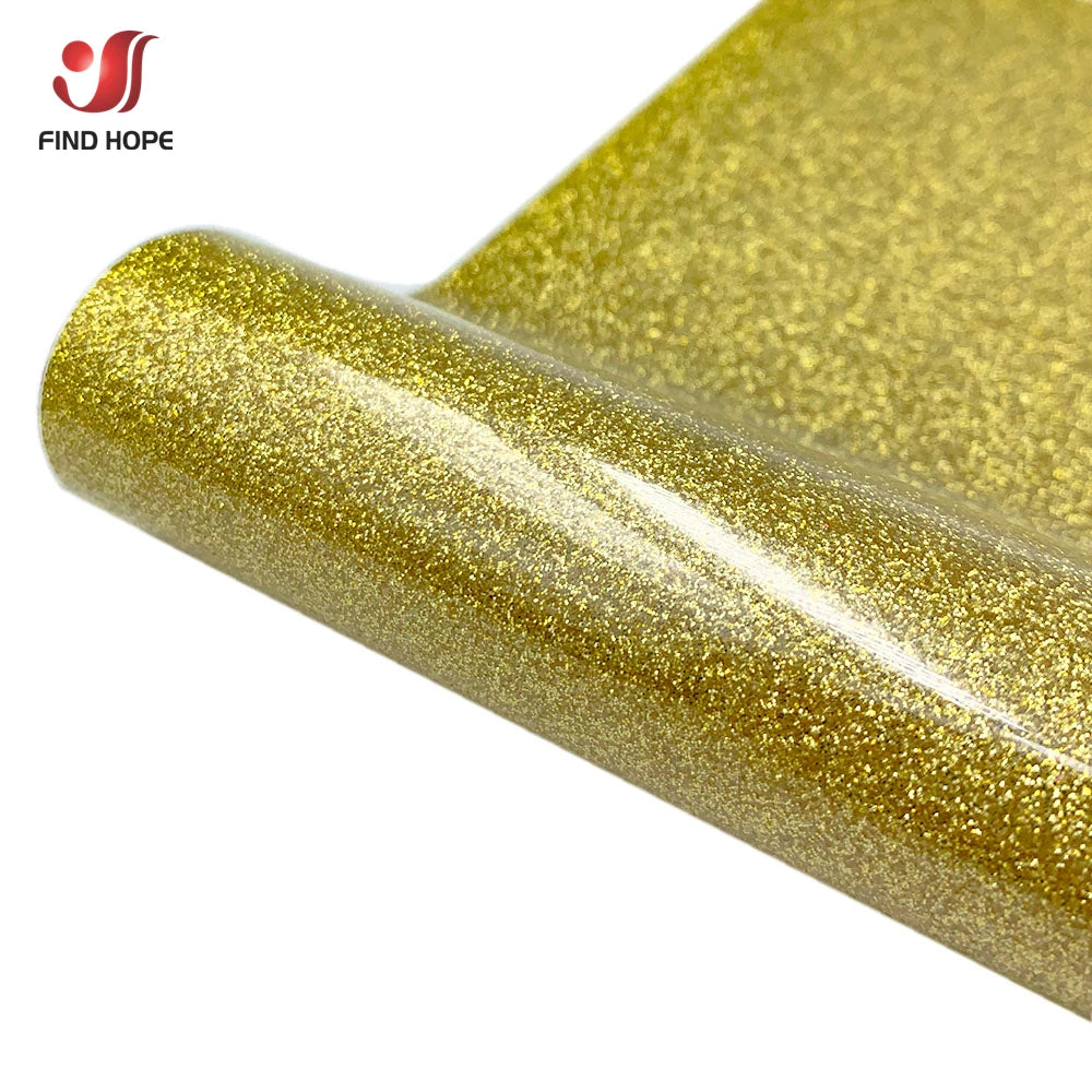 Roll of gold glitter holographic heat transfer vinyl material