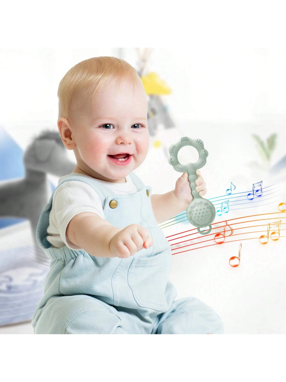2-in-1 Silicone Rattle and Teether for Babies