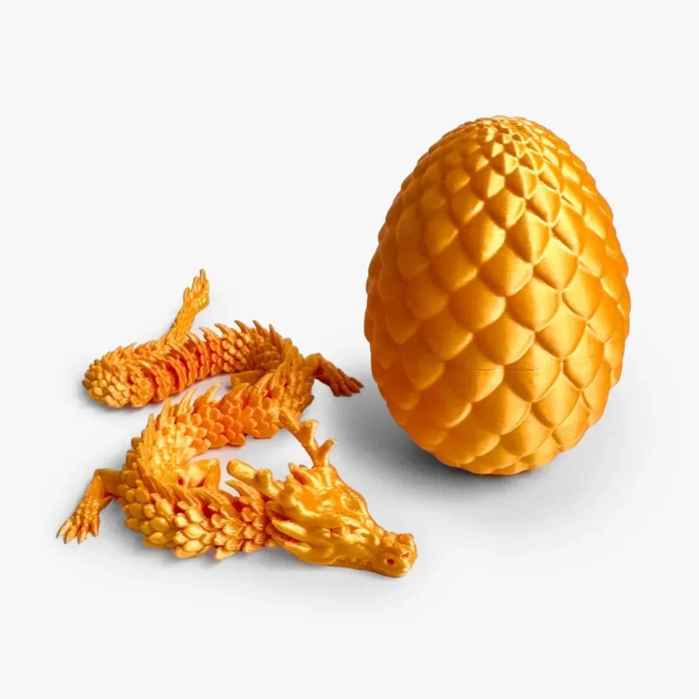 Articulated Dragon Figurine with Egg Display