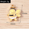 Gold Enamel Honeybee Charms for Jewelry Making (Set of 10)