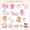 Dollhouse Furniture Set for Pretend Play – 3-Room Miniature Collection
