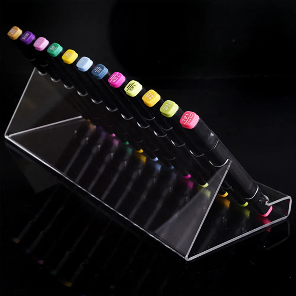Clear Acrylic Pen Display Holder with Brush Storage