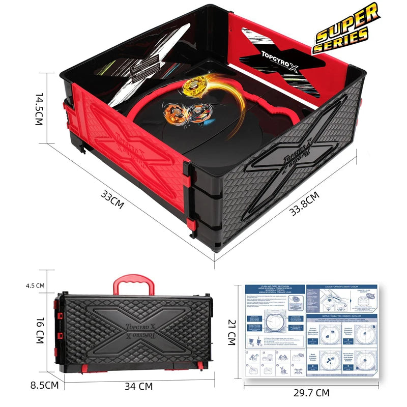 Foldable Spinning Top Battle Arena with Carrying Handle