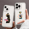 A clear phone case featuring an anime character from JoJo's Bizarre Adventure