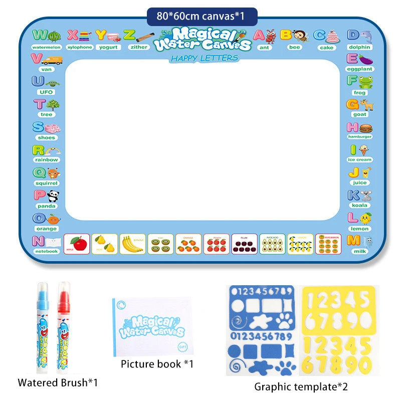 Magic Water Drawing Mat with Fluorescent Pens for Kids