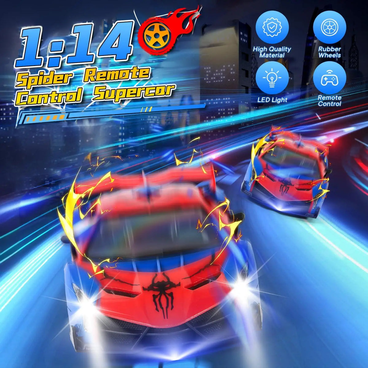 Spider-Themed RC Supercar with 2.4GHz Remote Control