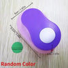 A purple and pink multi-size paper hole punch tool is shown with various measurements.