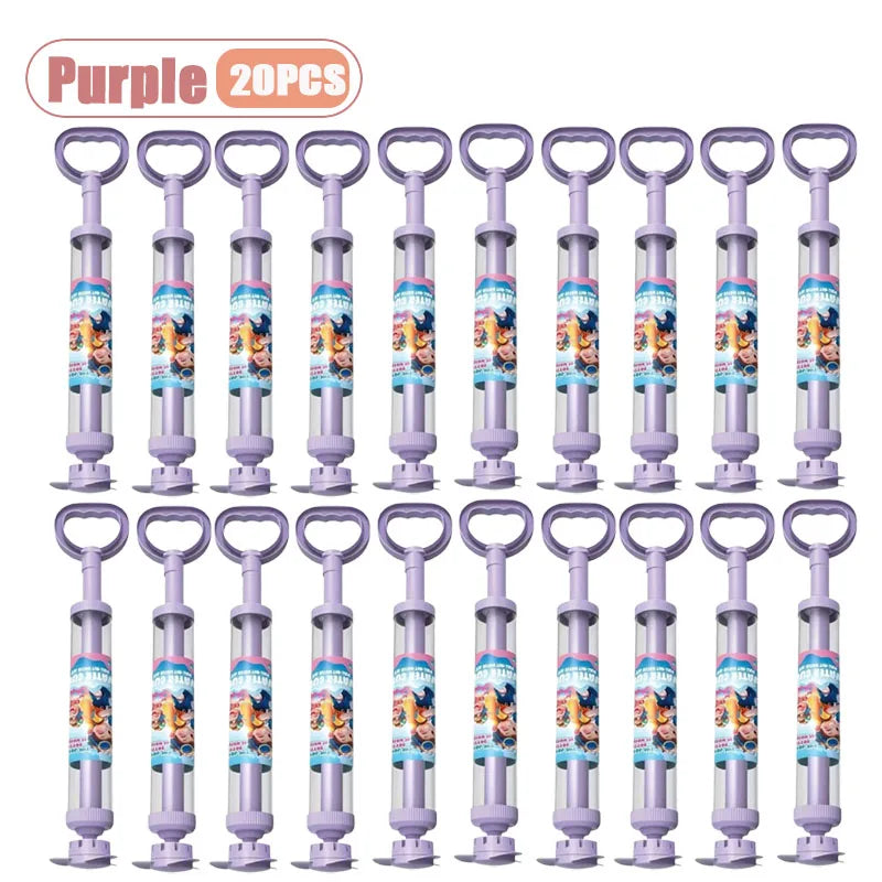 Purple rotating firework water blaster toy for kids with 20 pieces