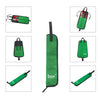 A green water-resistant oxford clutch carrier bag for drumsticks, shown in various views.
