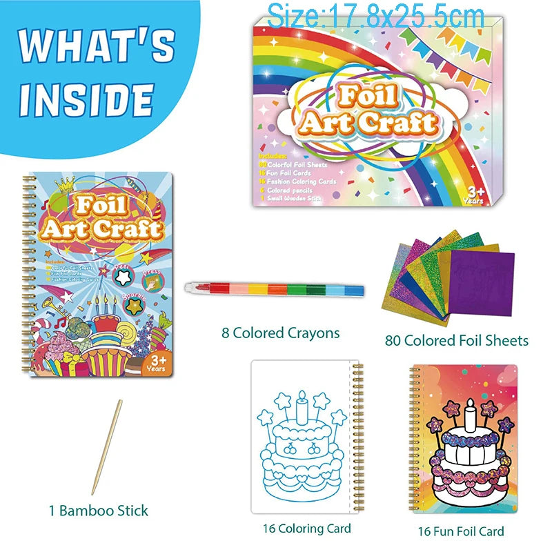 Kids Foil Art Activity Set with Coloring Book