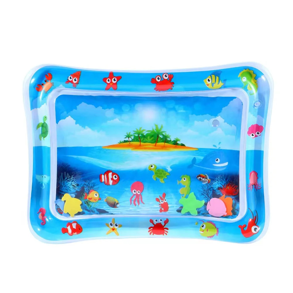 Inflatable Tummy Time Water Play Mat with Floating Fish