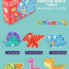 A set of six large block dinosaur puzzles in a gift box featuring various dinosaur figures like a Triceratops and Tyrannosaur