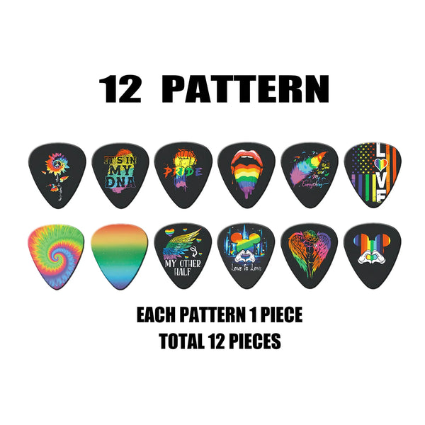 Premium Guitar Picks Variety Pack – 12 Assorted Thicknesses for Acoustic, Electric, Bass & Ukulele