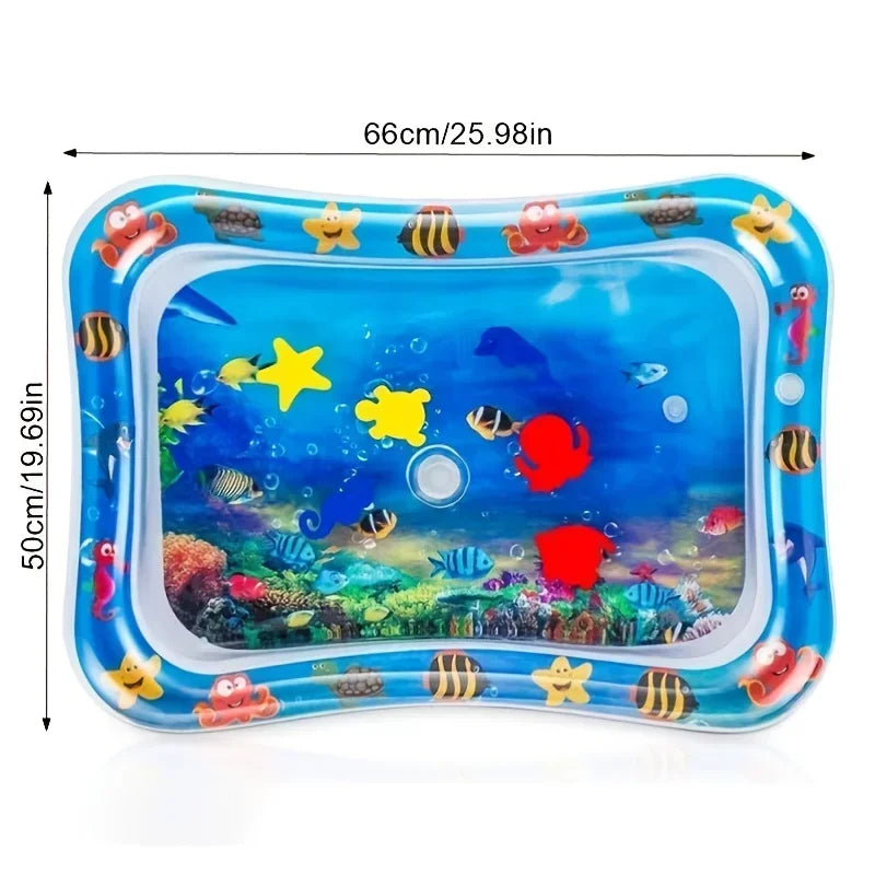 Inflatable Tummy Time Water Play Mat with Floating Fish