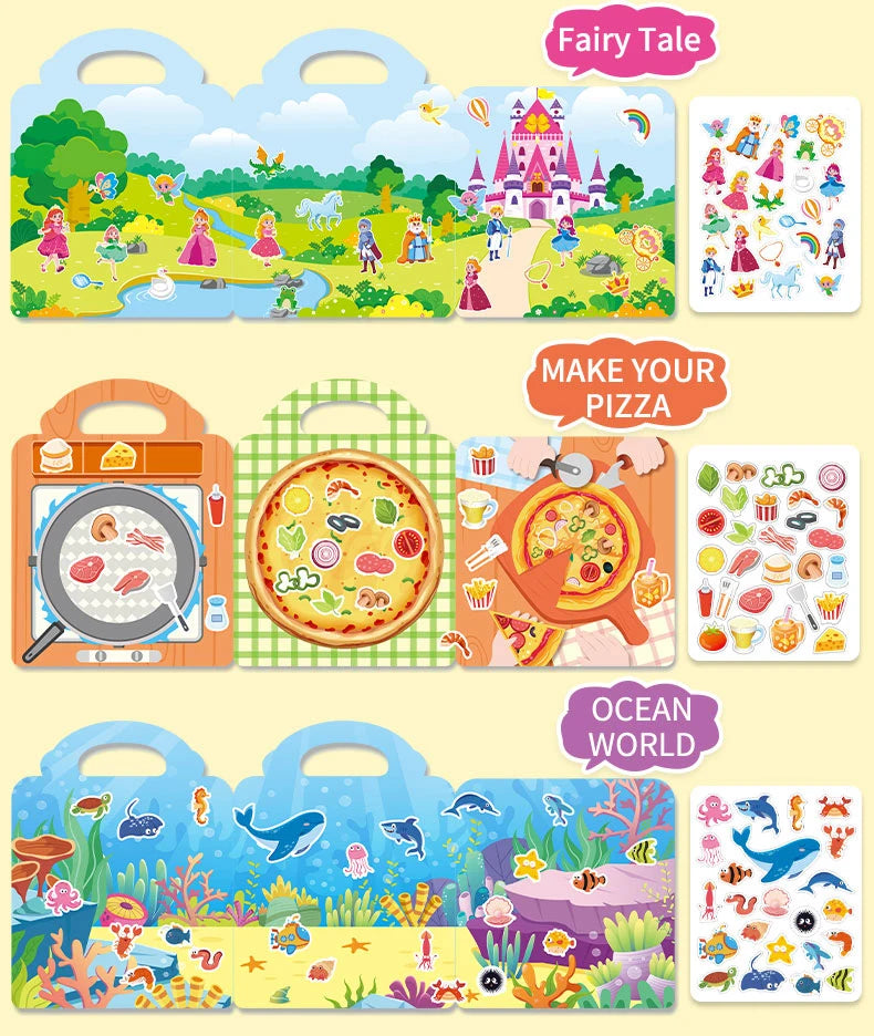 Reusable Jelly Sticker Books for Kids - Animal & Ocean Themes
