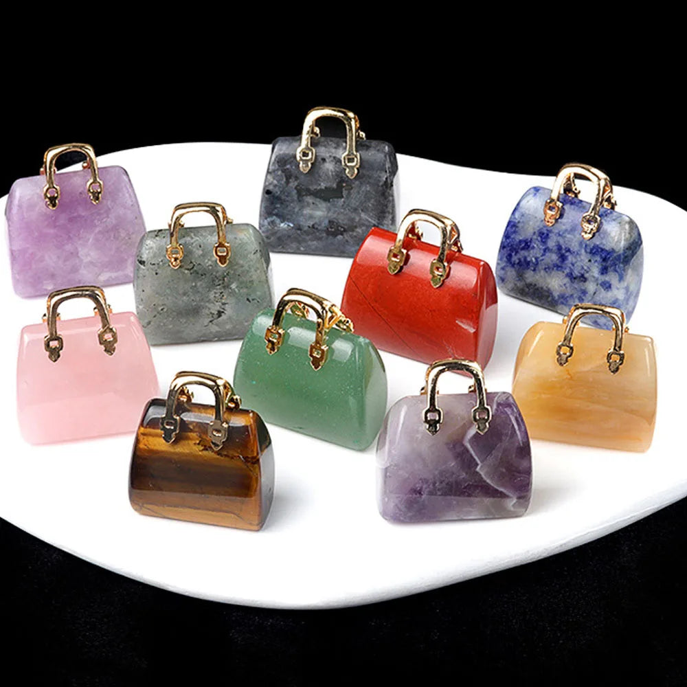 Mini Handbag-Shaped Crystal Agate Pendant for Jewelry Making