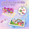 A set of four wooden jigsaw puzzles featuring unicorn and princess characters for little hands to grasp.