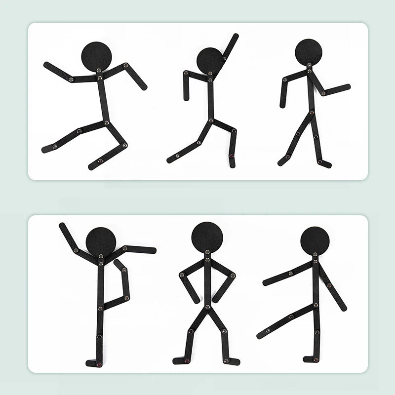 A set of four wooden sports pose jigsaw puzzles showing different human figures in various stances.