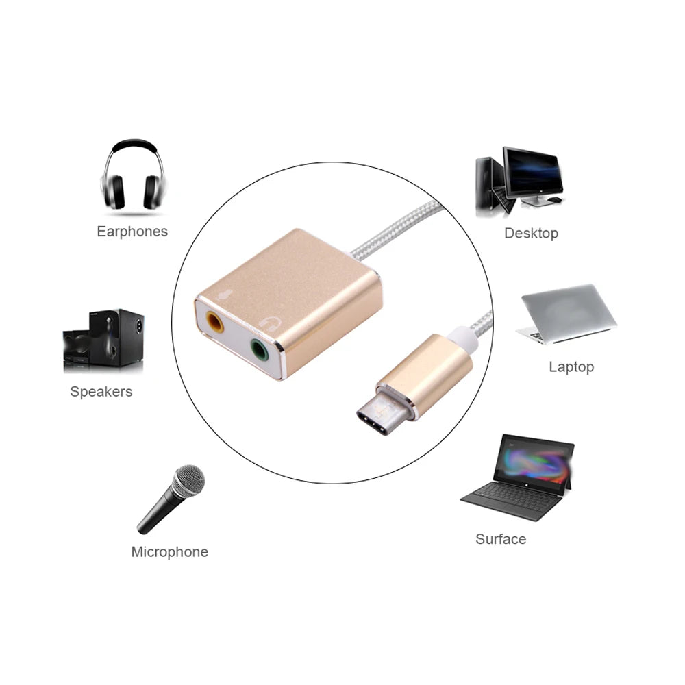 USB-C to 3.5mm Audio Adapter with Stereo Sound Card