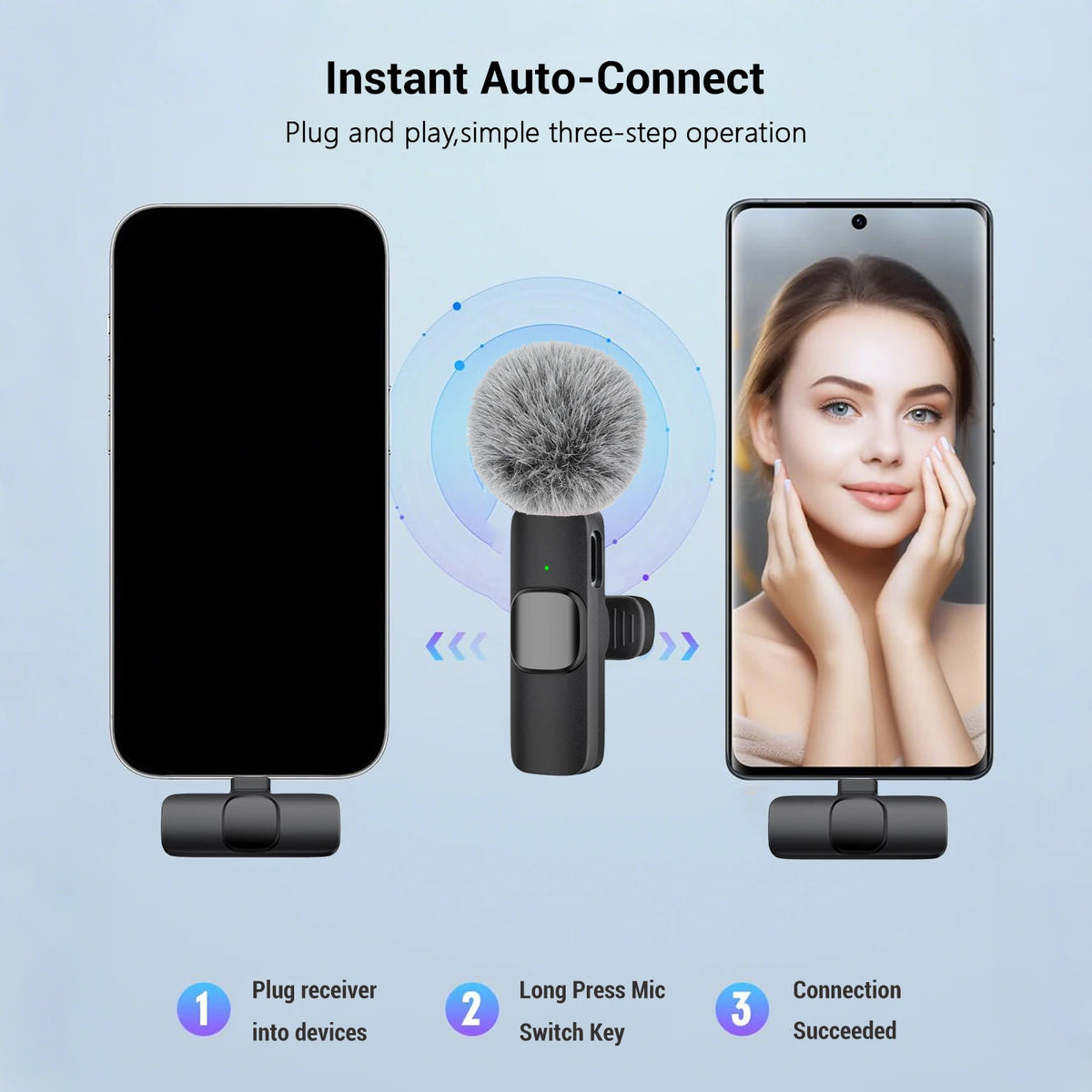 Professional Wireless Lavalier Microphone for Type-C Devices