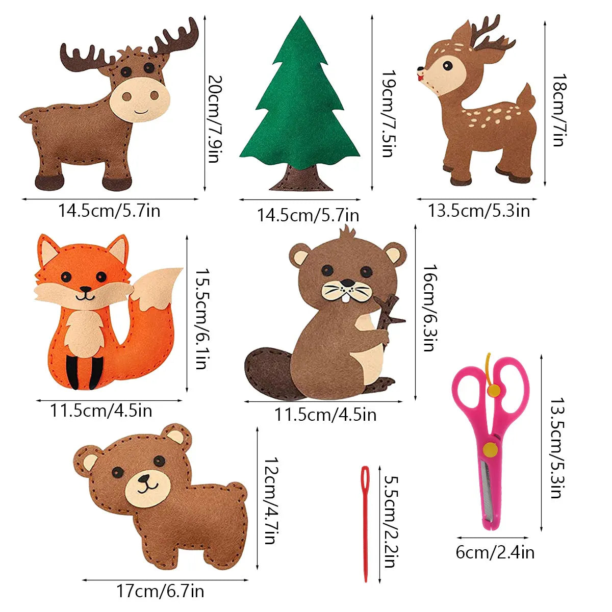 DIY Felt Sewing Craft Kit for Kids – Forest Creatures Plush Toy Making Set