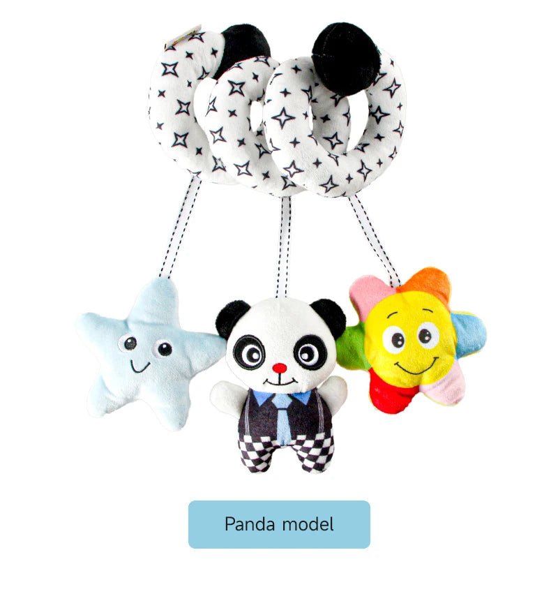 Black and White Animal Hanging Toys for Baby Car Seat and Stroller
