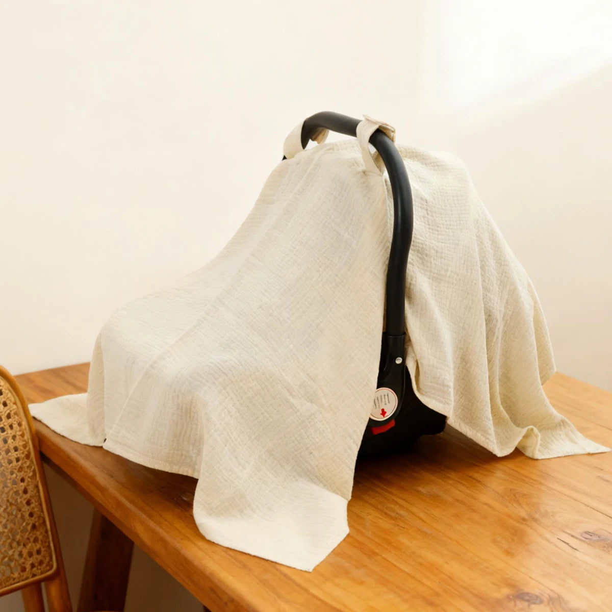 Soft Muslin Cotton Baby Car Seat Cover with Sunshade
