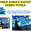 A box of the Van Gogh Starry Night 1000 pieces jigsaw puzzle featuring a night sky landscape.