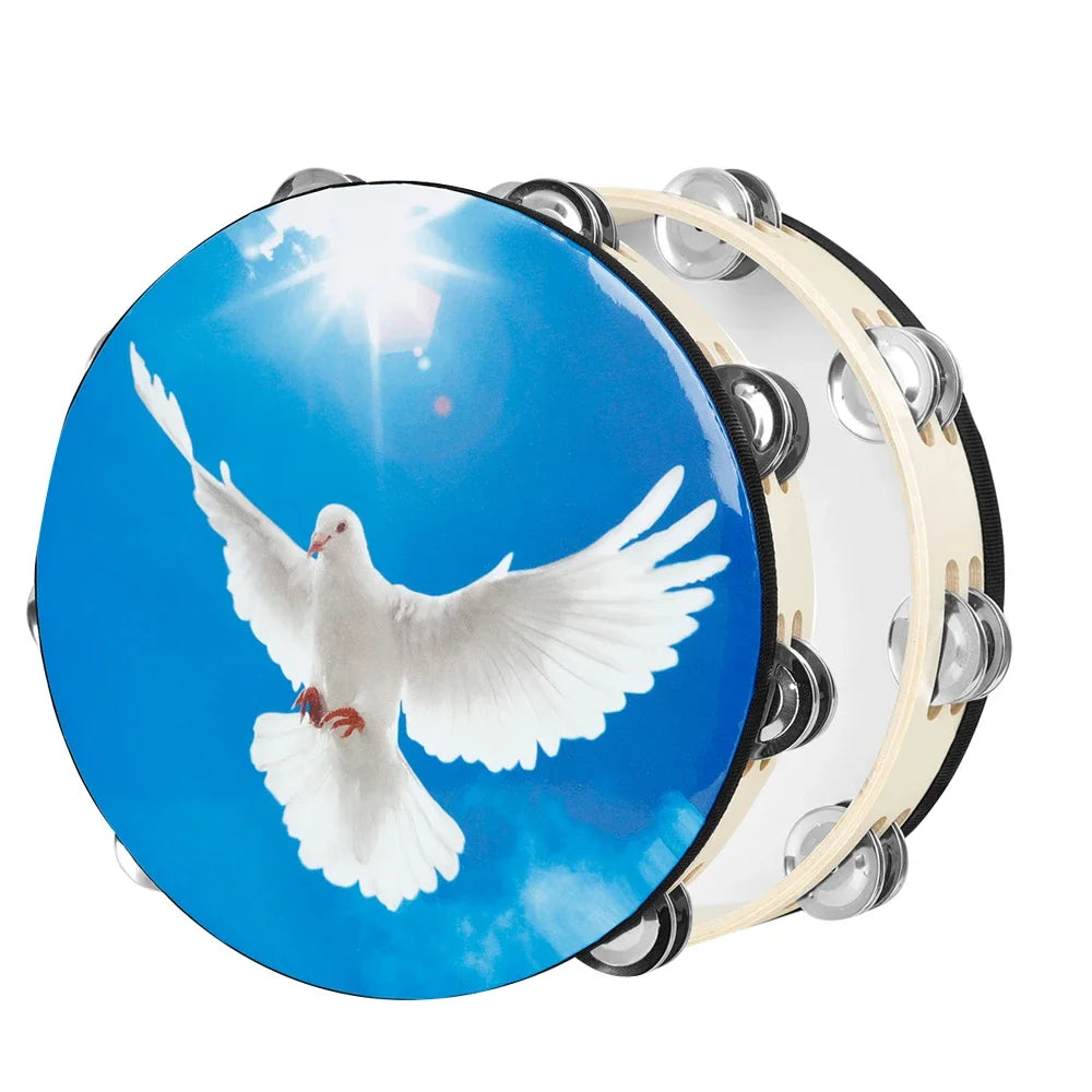 Professional Wooden Tambourine with Double Row Jingles