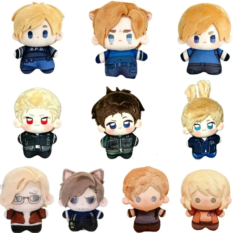 A collection of plush dolls depicting characters from Resident Evil 9 Leon and Ashley
