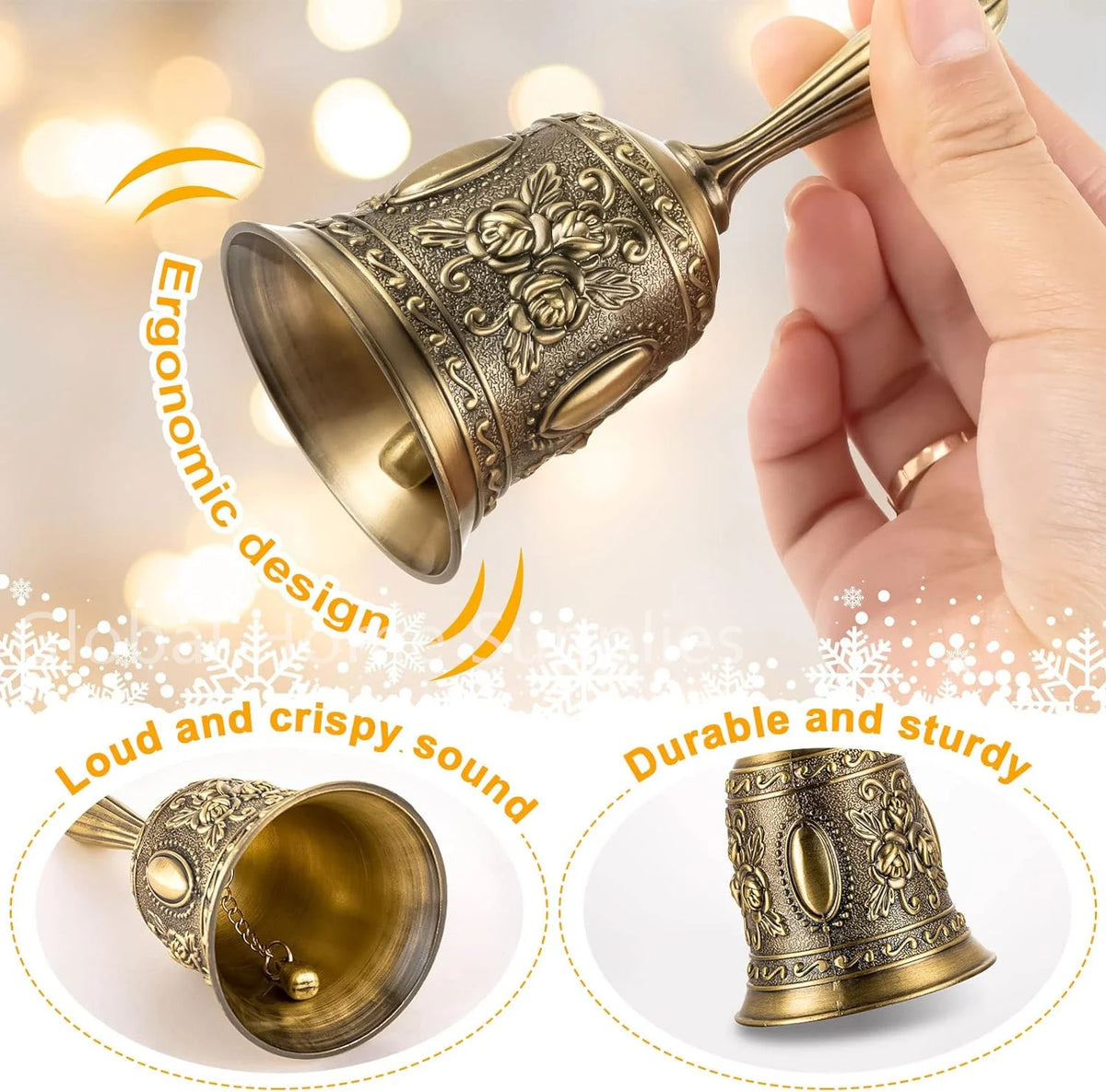 Classic Metal Hand Bell with Comfort Grip Handle