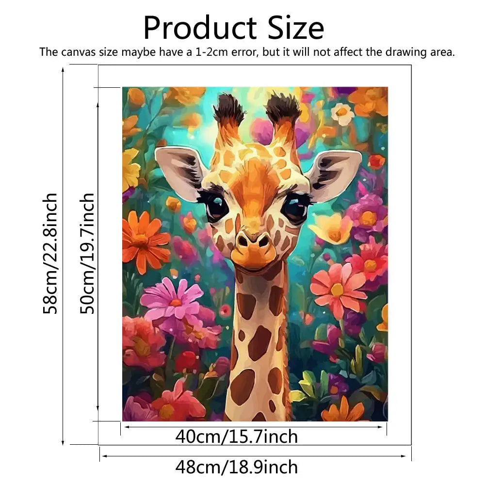 Giraffe Paint by Numbers Kit – DIY Canvas Art for Home & Gift