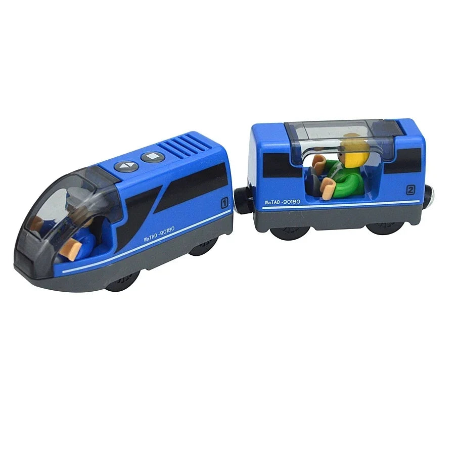 Magnetic Wooden Train Set with Locomotive and Two Carriages