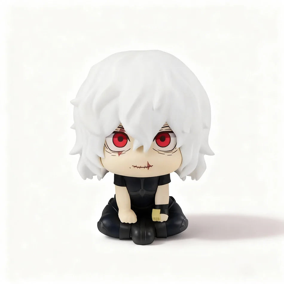 Chibi PVC figure of Tomura Shigaraki from My Hero Academia featuring white hair and red eyes