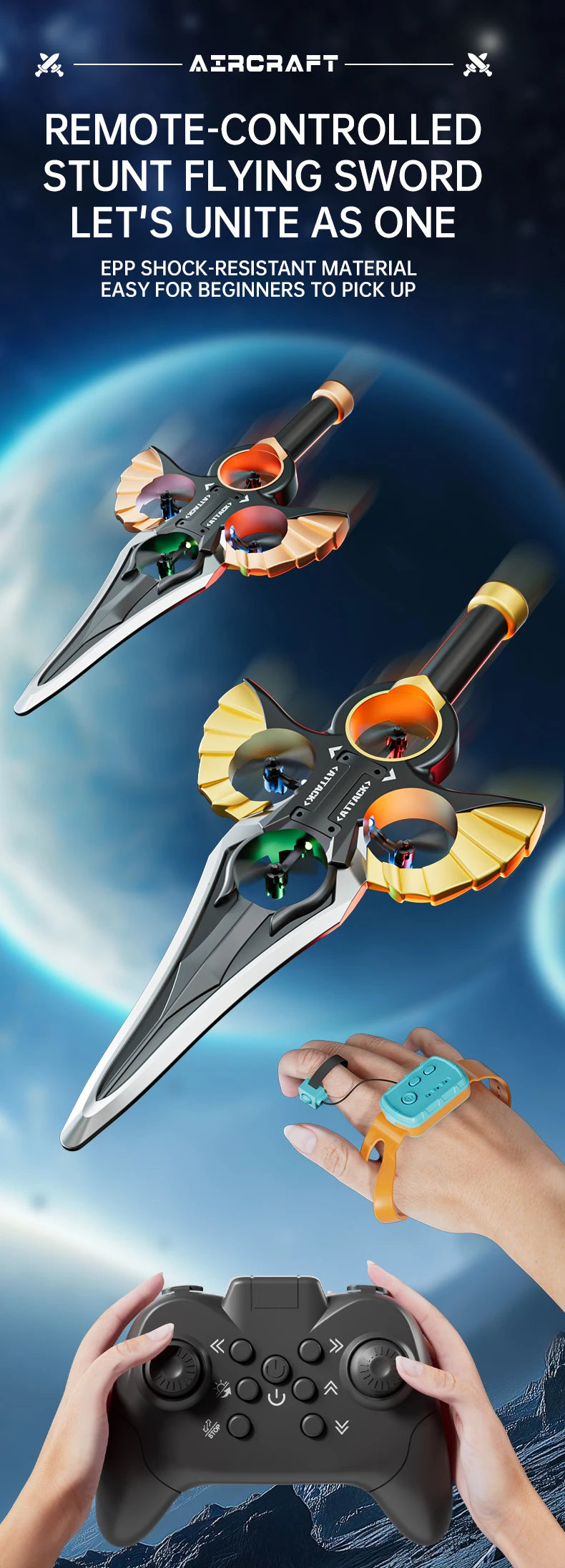 2.4GHz Remote Control Flying Sword – Aerial Stunt Toy