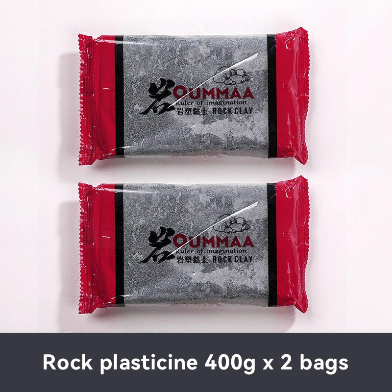 Two bags of rock plasticine modeling clay labeled OUMMAA ruler of imagination for sculpting
