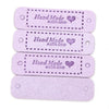 A set of 20 pink leather-style handmade with love tags for crafts and sewing.