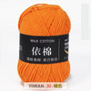 A ball of bright orange milk cotton yarn labeled YIMIAN 30 for knitting and crochet.