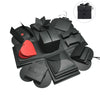 A black surprise photo album gift box with various layered black card shapes and a red heart detail.