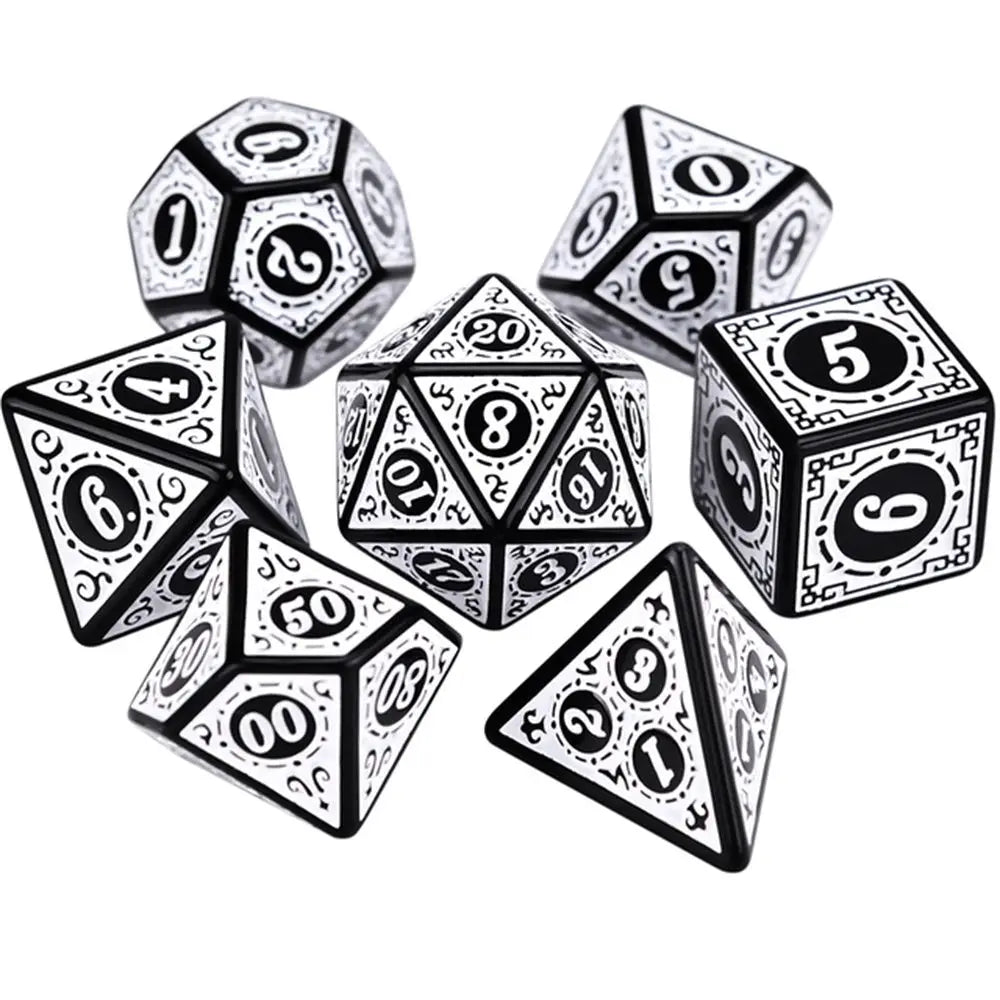 7-Piece Polyhedral Dice Set with Dual-Color Design for RPG and Tabletop Games