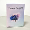 A box of Cosmic Insights Oracle Deck featuring a purple and pink gradient background with a dark floral illustration.