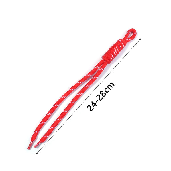 Red braided lanyard with a loop and a measurement line indicating 24-28cm length.