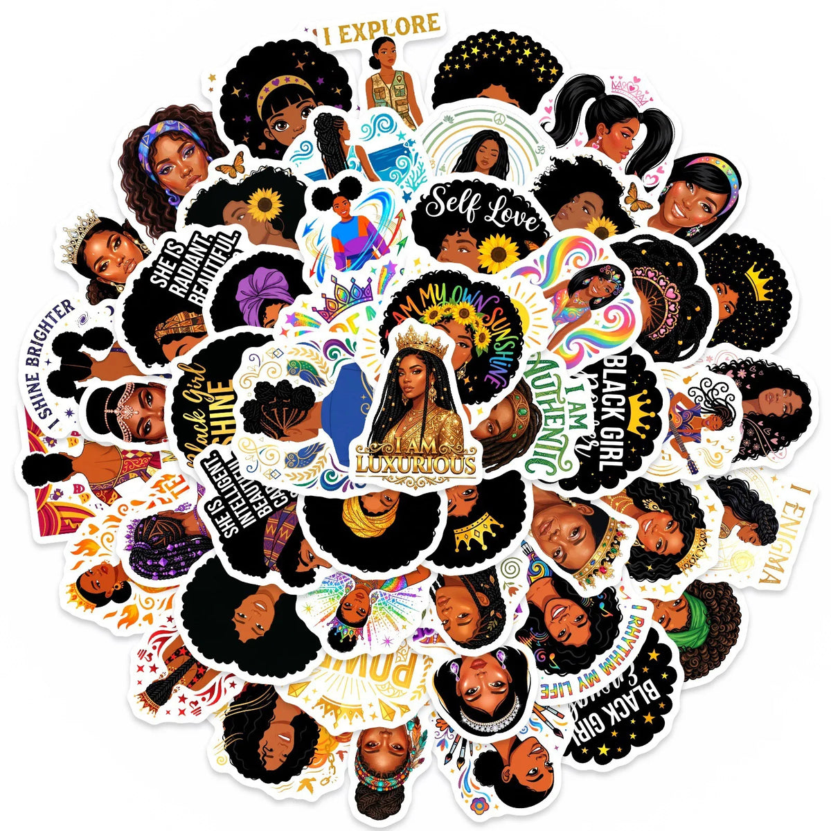 Inspirational Black Girl Vinyl Sticker Pack (50-Piece)