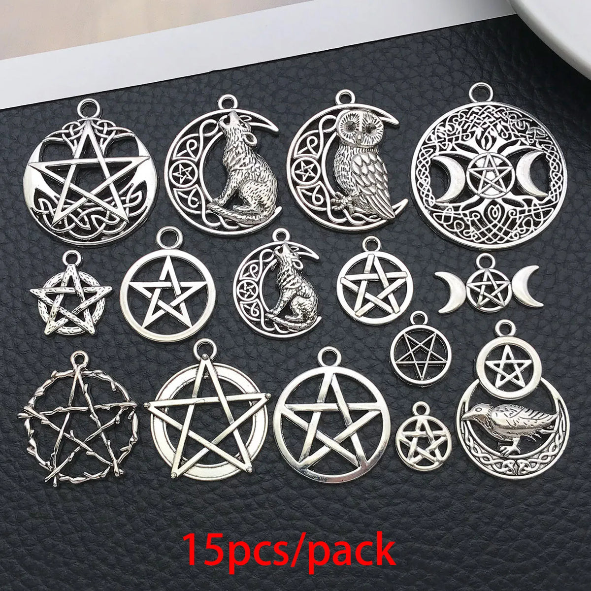 Celestial Charm Assortment – Vintage Silver Stars, Moons & Suns for Jewelry Making