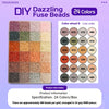 A grid of 24 colored fuse beads for DIY craft projects, showing various shades and color order information.