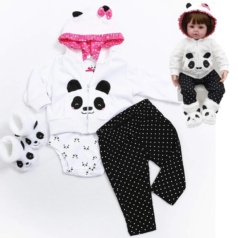 Panda Baby Doll Outfit Set for 18-20 Inch Reborn Dolls