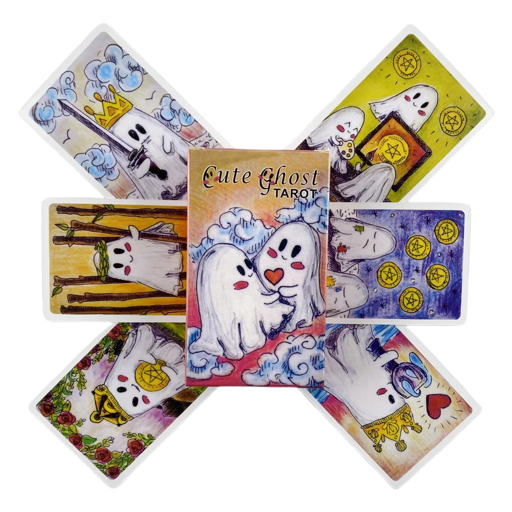 Cute Ghost Tarot Card Deck – 78 Card Divination Set for Fun & Reflection